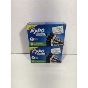 Expo Low Odor Chisel Tip Dry Erase Markers Black 12 Pack 80001 Lot Of 2 Total 24